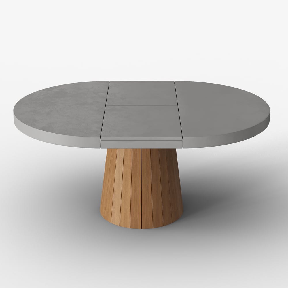 Ensemble de salle à manger extensible Japandi de 39 à 55 pouces, gris, avec 4 chaises image de fenêtre