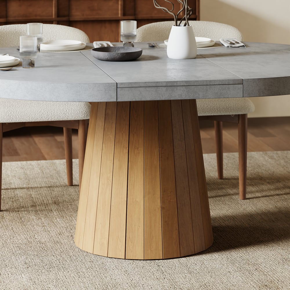 Dining Set 100-140cm Japandi Extendable Dining Table with 4 Chairs window image