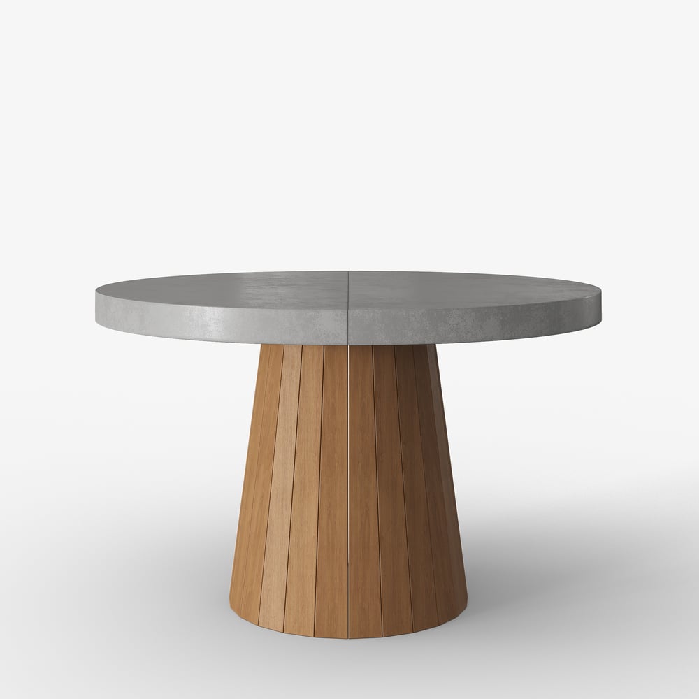 Dining Set 39"-55" Japandi Extendable Dining Table Gray with 6 Chairs window image