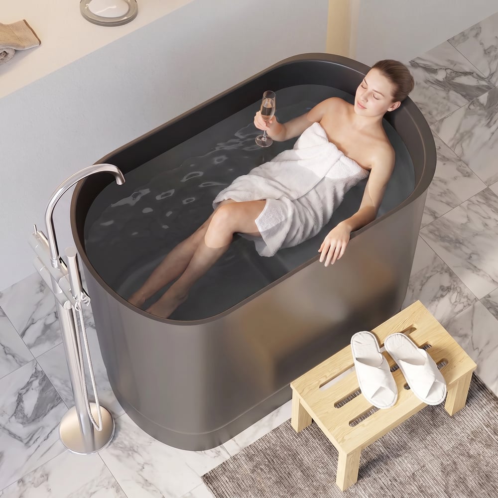 Customer Reviews for 40" Deep Oval  Freestanding Stone Resin Soaking Bathtub with Built-in Seat