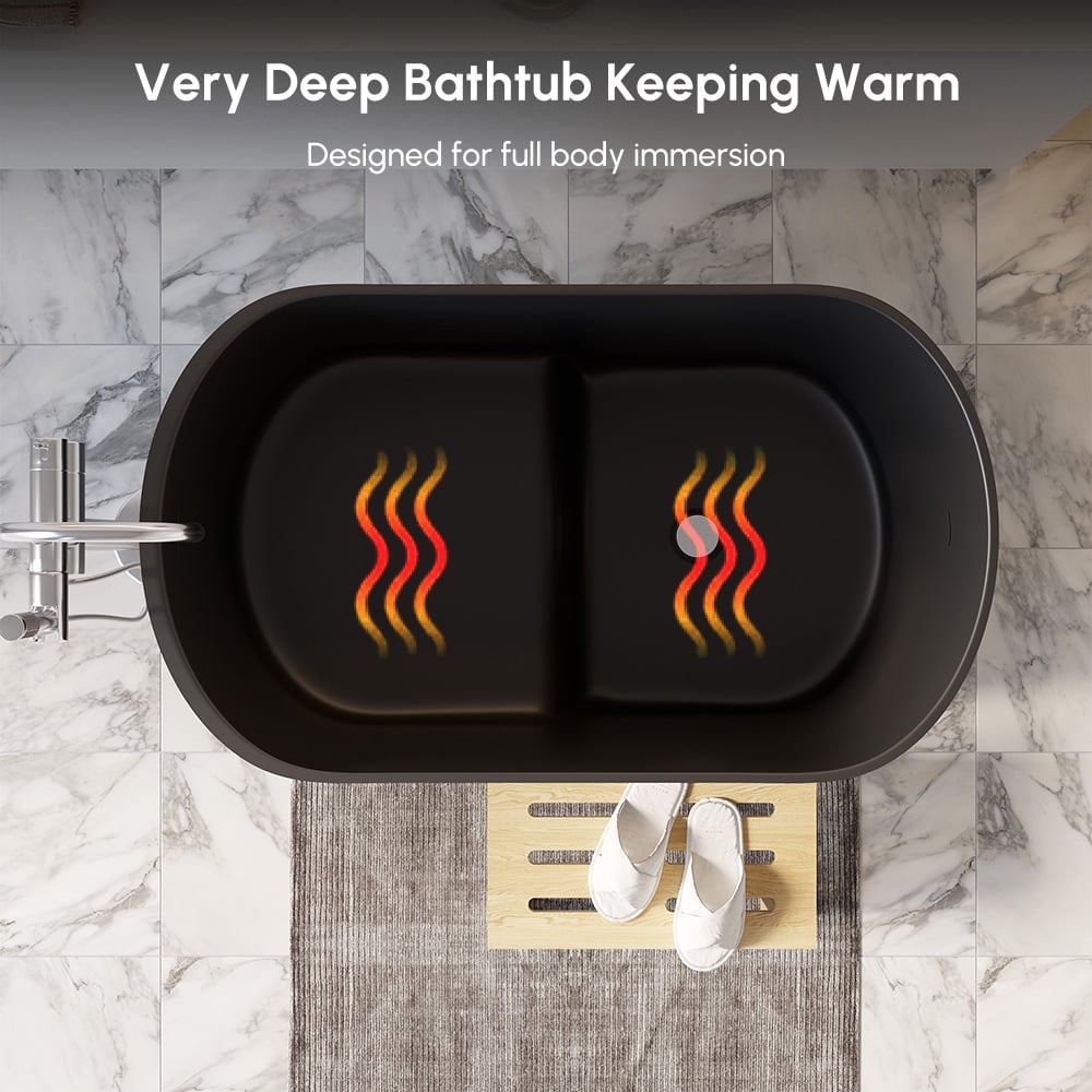 Customer Reviews for 40" Deep Oval  Freestanding Stone Resin Soaking Bathtub with Built-in Seat