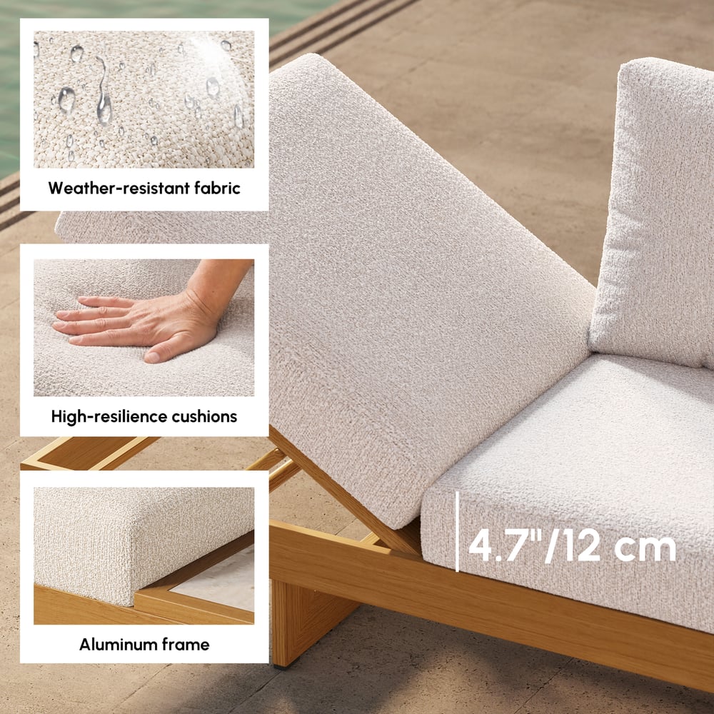 Tevara 4-Piece Outdoor Sintered Stone & Aluminum Modular Sofa Set with Coffee Table window image