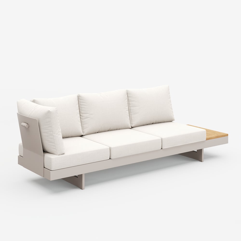 Axis Set divano modulare da esterno 4 pezzi in teak e alluminio per 6 persone, Bianco con copertura nera Immagine della finestra