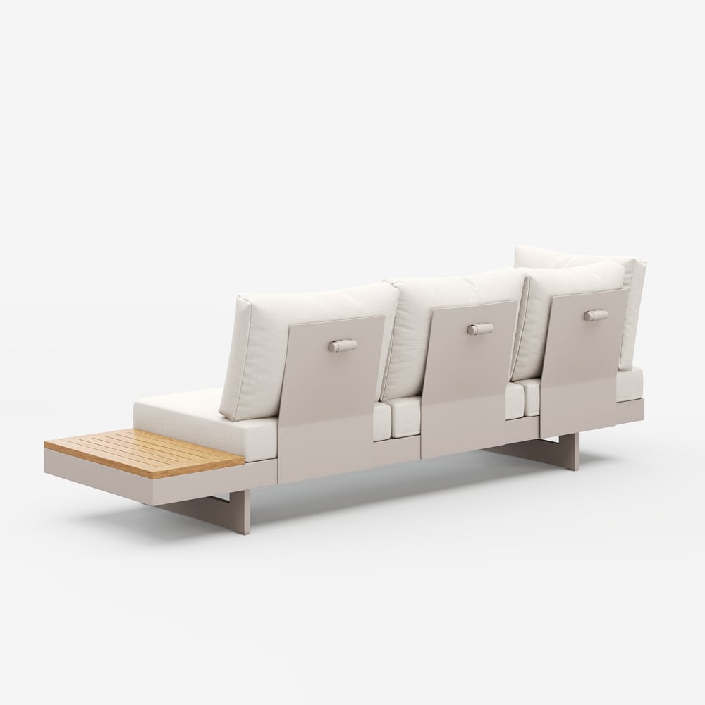Axis Set divano modulare da esterno 4 pezzi in teak e alluminio per 6 persone, Bianco con copertura nera Immagine della finestra
