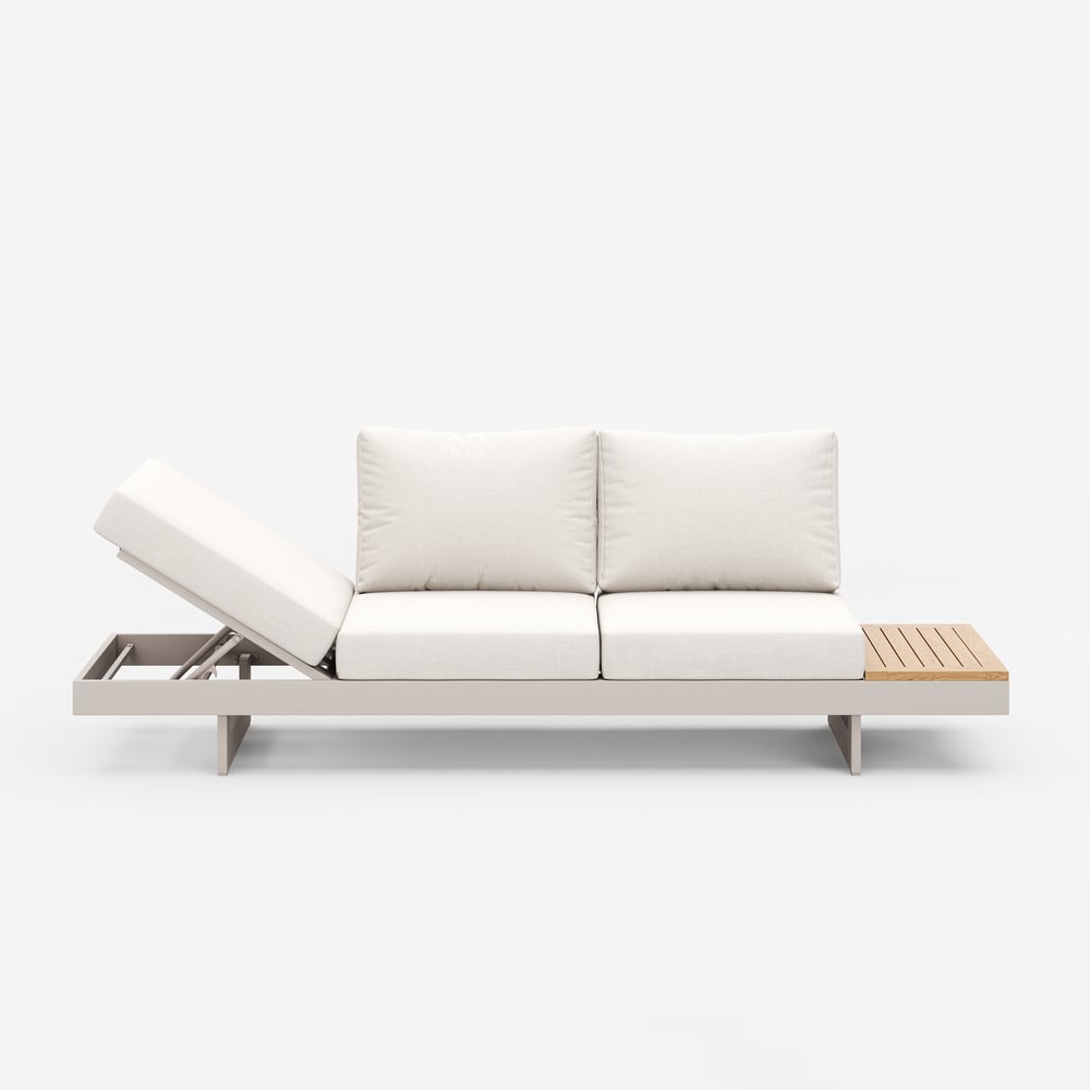 Axis Set divano modulare da esterno 4 pezzi in teak e alluminio per 6 persone, Bianco con copertura nera Immagine della finestra