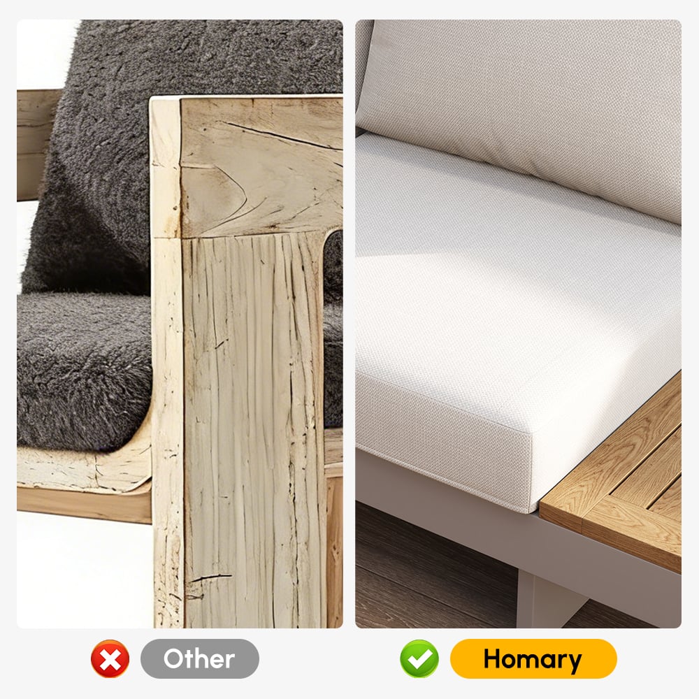 Axis Set divano modulare da esterno 4 pezzi in teak e alluminio per 6 persone, Bianco con copertura nera Immagine della finestra