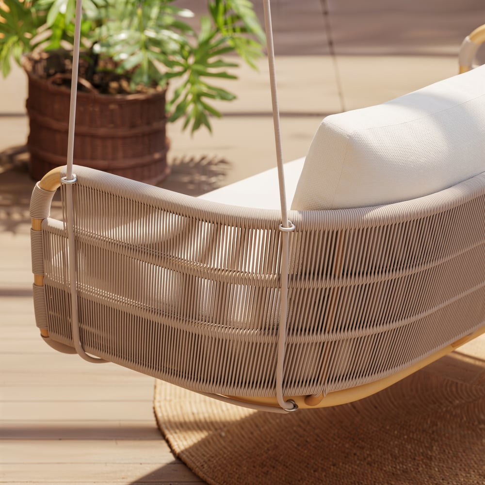 Costra 2-Seater Outdoor Aluminium Handwoven Rope Hanging Swing Chair window image