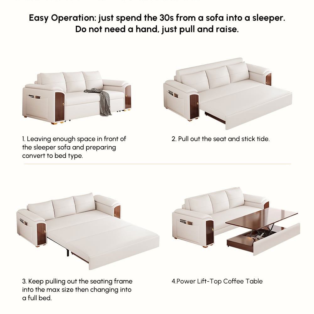 94.5" Pull Out Sofa Bed Convertible Sleeper with Lift-top Coffee Table window image