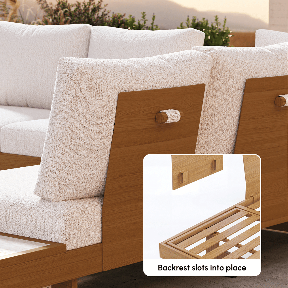 Tevara 4-Piece Outdoor Sintered Stone & Aluminium Modular Sofa Set with Coffee Table window image