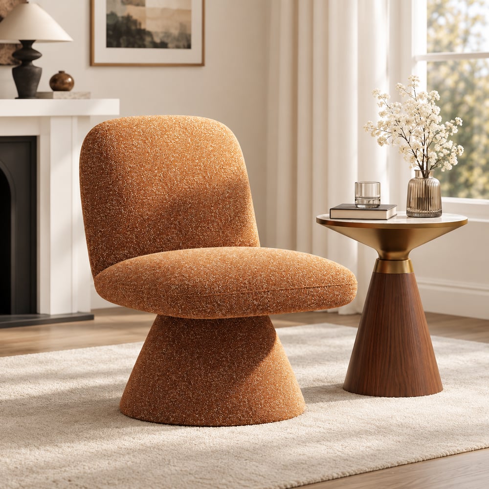 45 cm Performance Boucle Upholstered Swivel Slipper Accent Chair window image