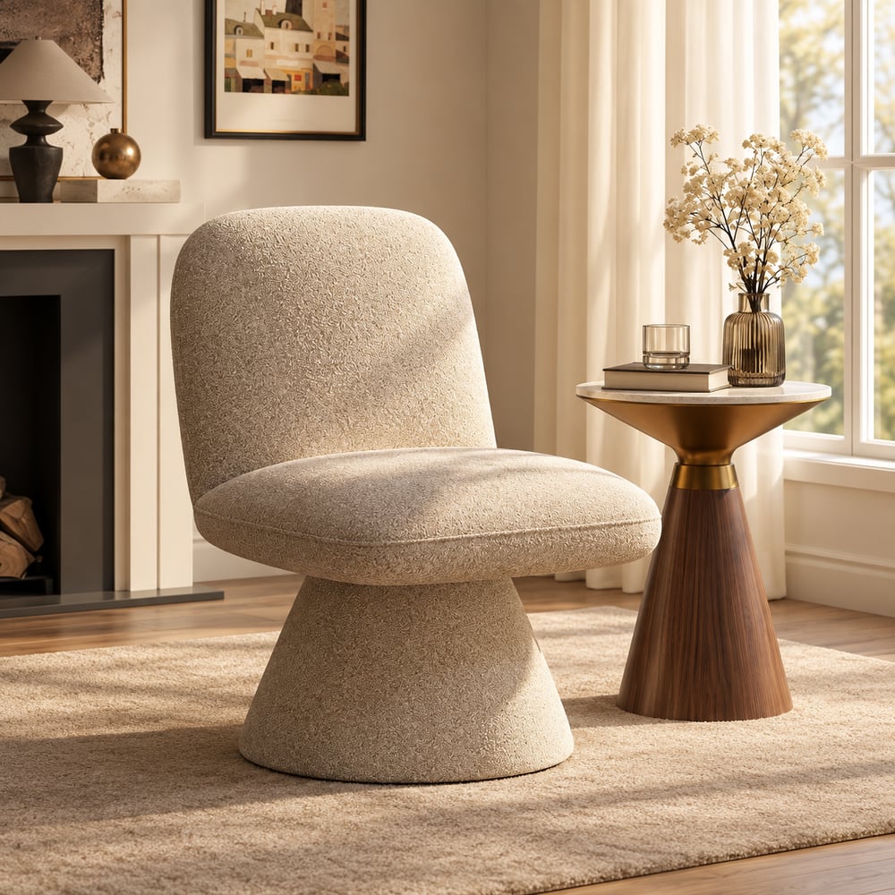 18" Performance Boucle Upholstered Swivel Slipper Accent Chair window image