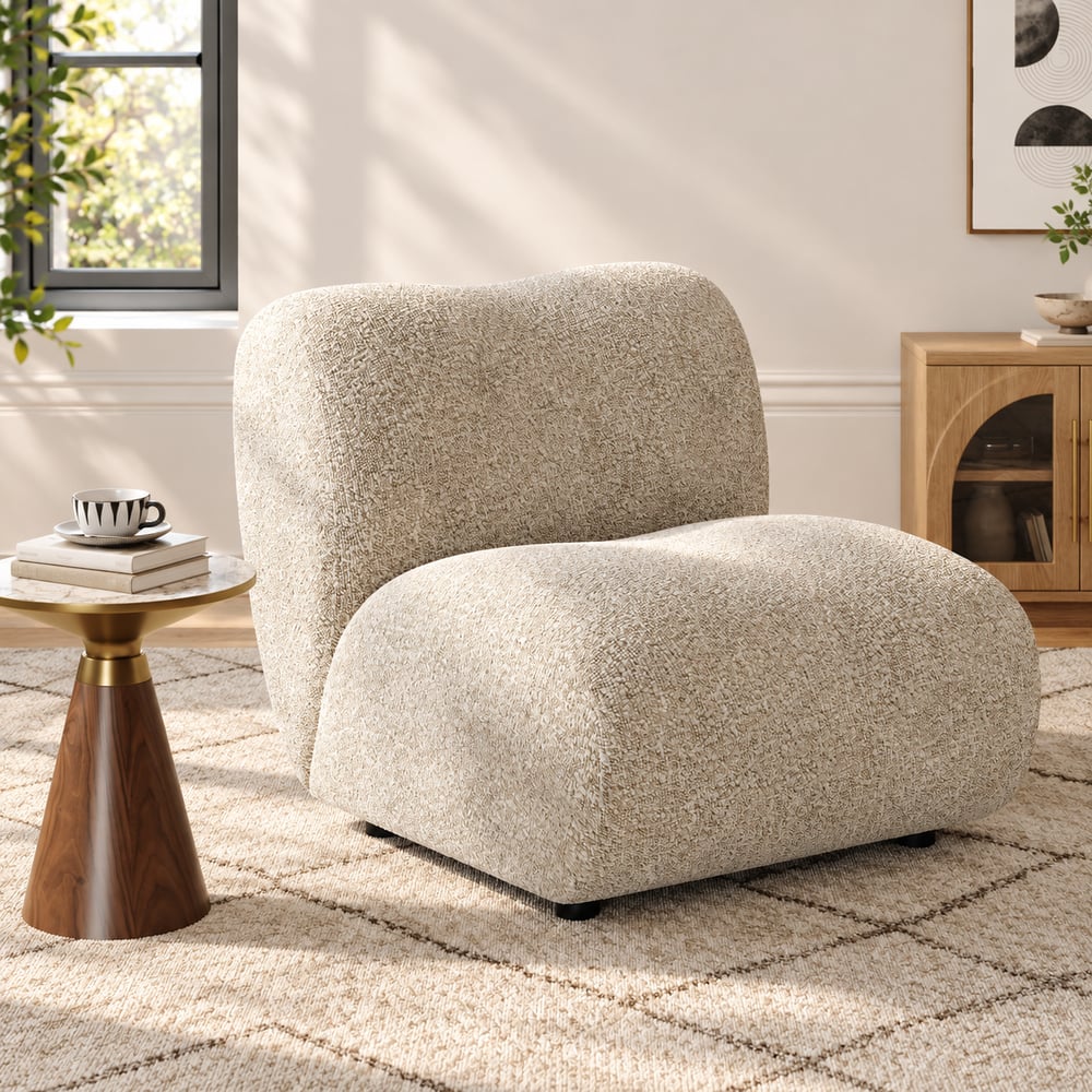 17" Performance Boucle Upholstered Curved Slipper Accent Chair window image