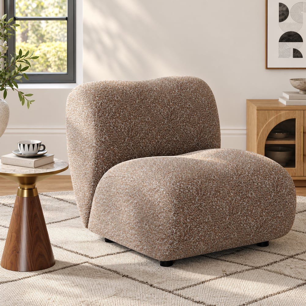 40 cm Performance Boucle Upholstered Curved Slipper Accent Chair window image