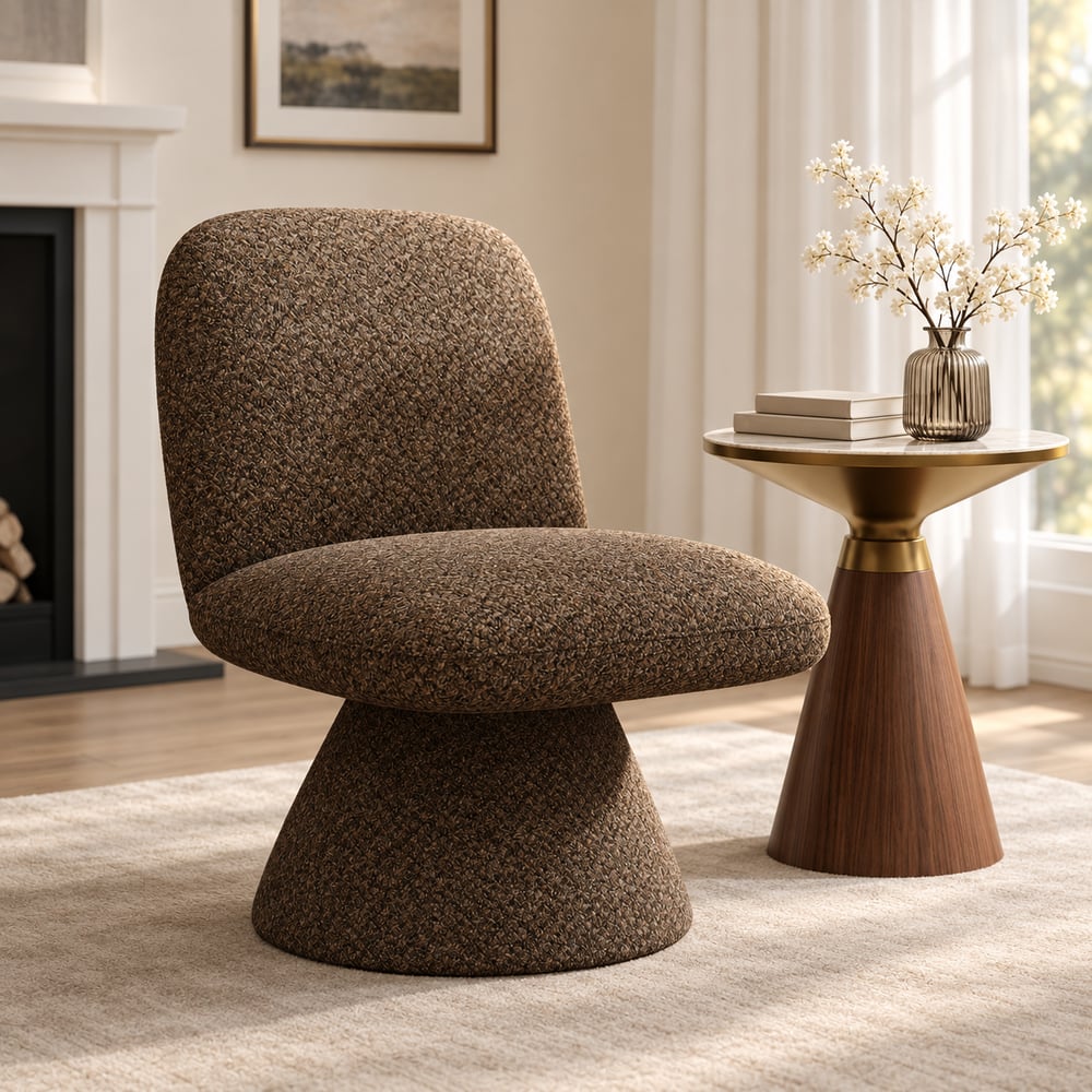 18" Performance Boucle Upholstered Swivel Slipper Accent Chair window image