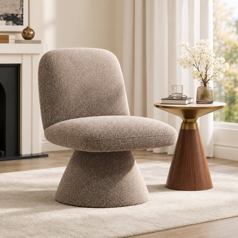 45 cm Performance Boucle Upholstered Swivel Slipper Accent Chair window image