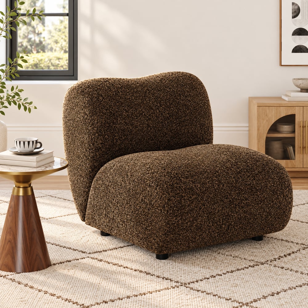 40 cm Performance Boucle Upholstered Curved Slipper Accent Chair window image