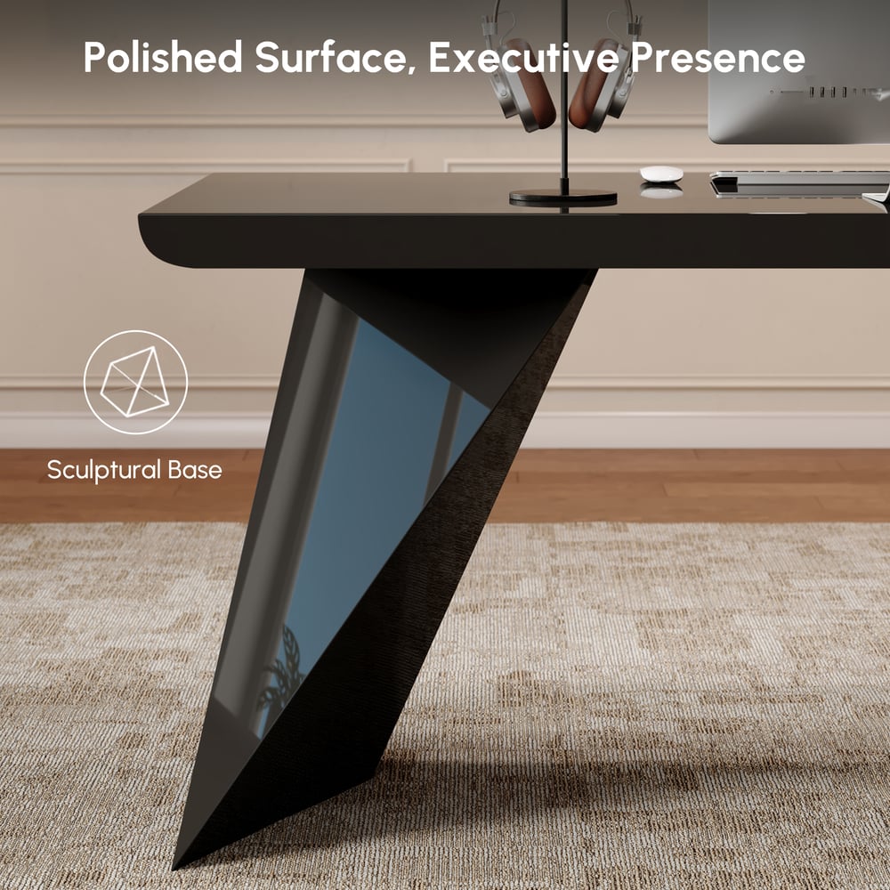 Modern 1803 mm L-Shaped Black Executive Desk with Left Hand Return window image