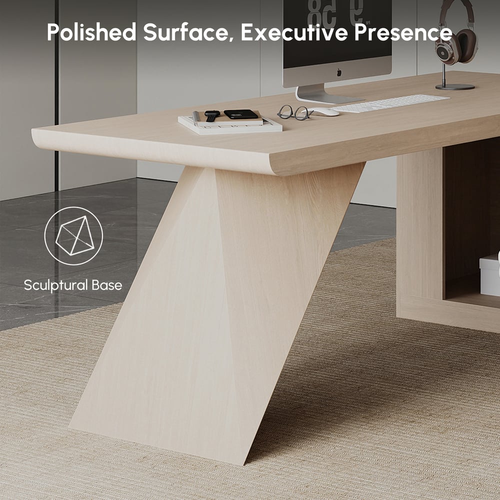 Modern 180 cm L-Shaped Whitewash Executive Desk with Right Hand Return window image