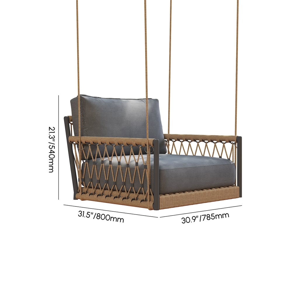 Ropipe Outdoor Aluminium & Rope Weave 1-Seater Swing Sofa in Dark Grey weights dimensions image