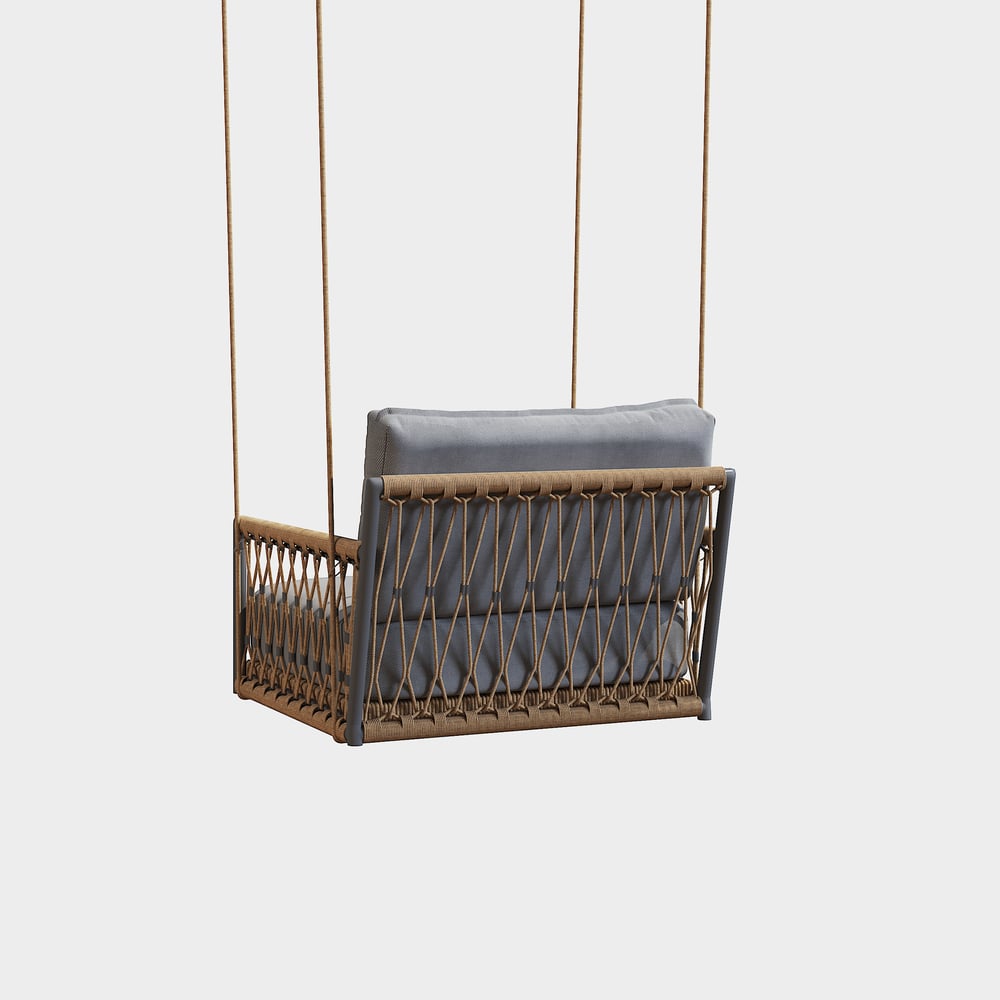 Ropipe Outdoor Aluminium & Rope Weave 1-Seater Swing Sofa in Dark Grey window image