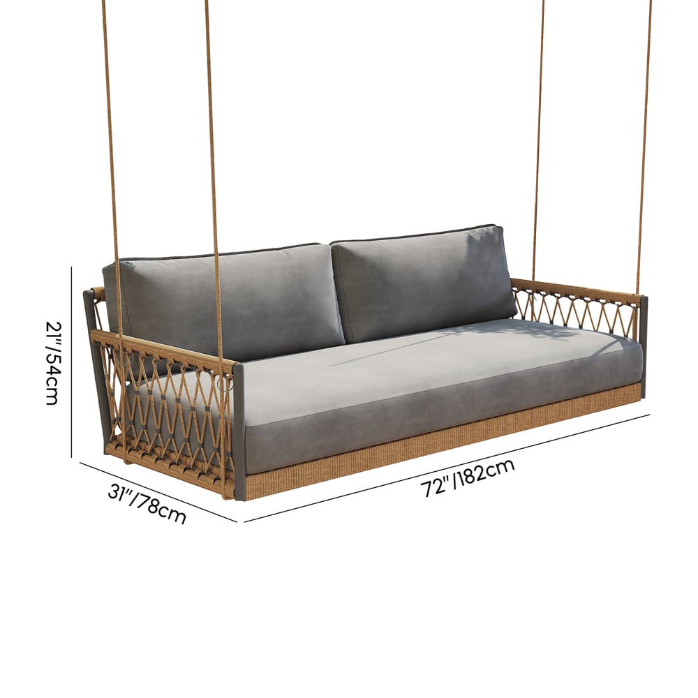 Ropipe Outdoor Aluminum & Rope Weave 2-Seater Swing Sofa in Dark Gray weights dimensions image