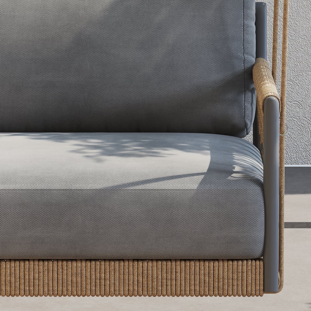 Ropipe Outdoor Aluminum & Rope Weave 2-Seater Swing Sofa in Dark Gray window image