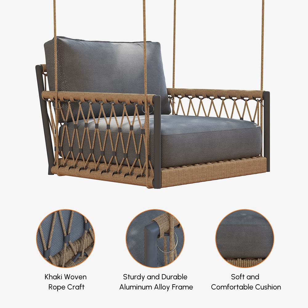 Ropipe Outdoor Aluminium & Rope Weave 1-Seater Swing Sofa in Dark Grey window image