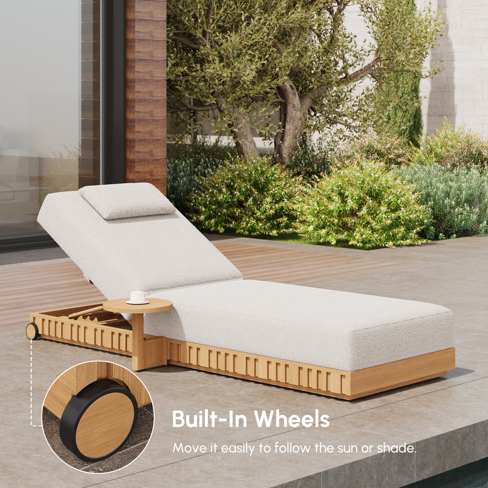 Flutera Outdoor Aluminium Adjustable Fluted Lounge Chaise in Warm White window image