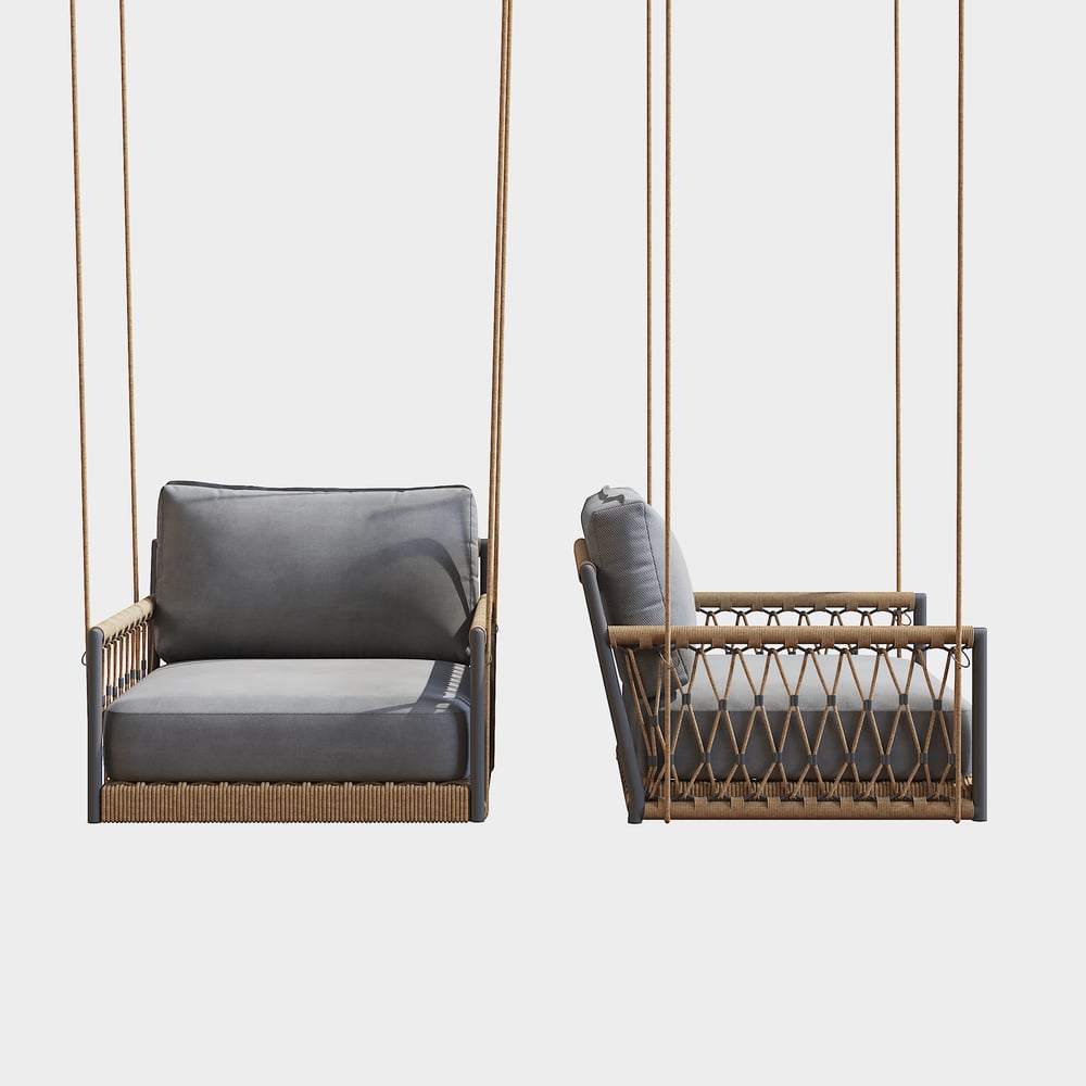 Ropipe Outdoor Aluminium & Rope Weave 1-Seater Swing Sofa in Dark Grey window image
