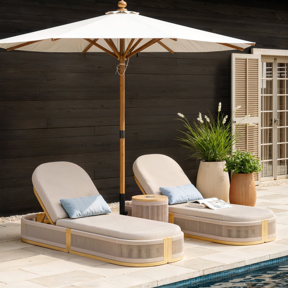 Avis Clients sur Chaise longue inclinable d'extérieur Costra en aluminium et tissage de corde, coloris ivoire