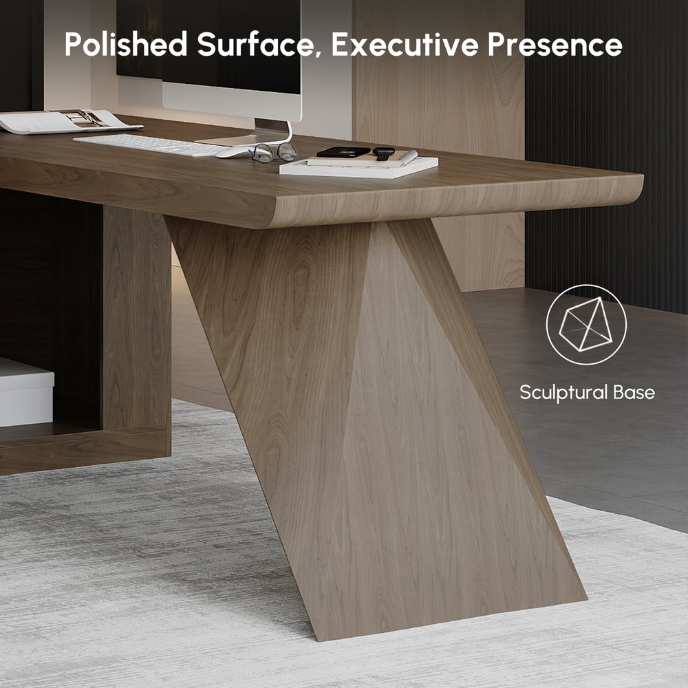 Modern 1803 mm L-Shaped Smoked Brown Executive Desk with Left Hand Return window image