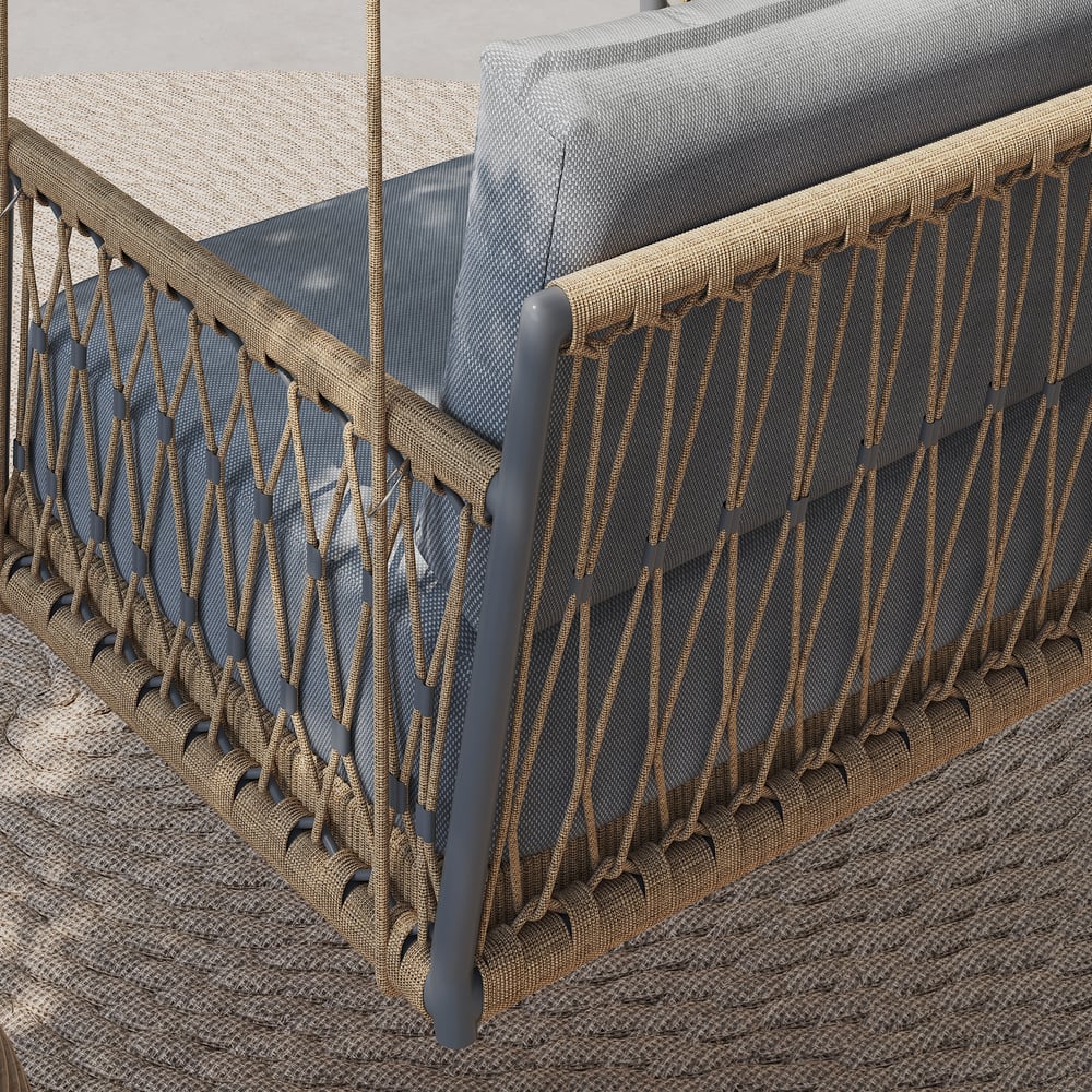 Ropipe Outdoor Aluminium & Rope Weave 1-Seater Swing Sofa in Dark Grey window image