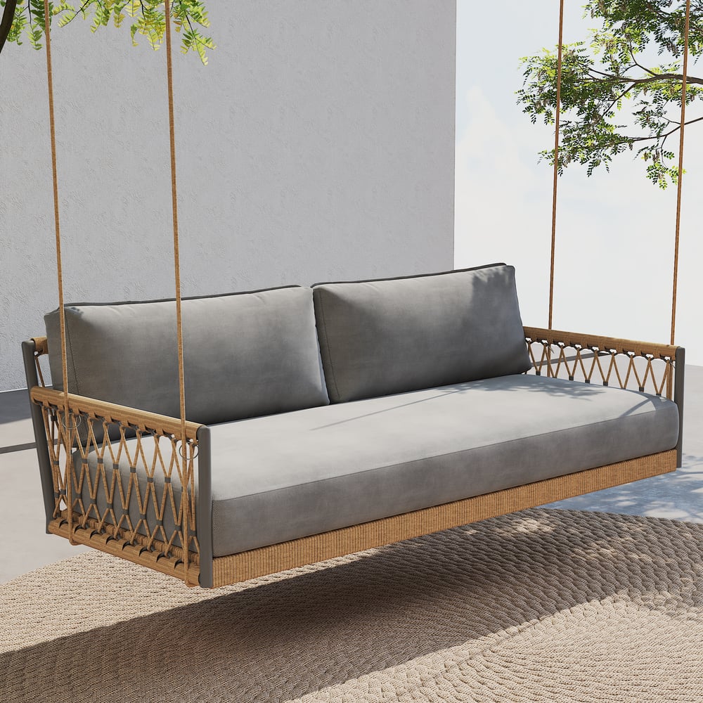 Ropipe Outdoor Aluminum & Rope Weave 2-Seater Swing Sofa in Dark Gray window image