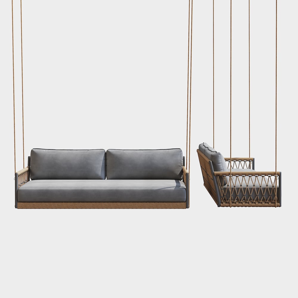Ropipe Outdoor Aluminum & Rope Weave 2-Seater Swing Sofa in Dark Gray window image