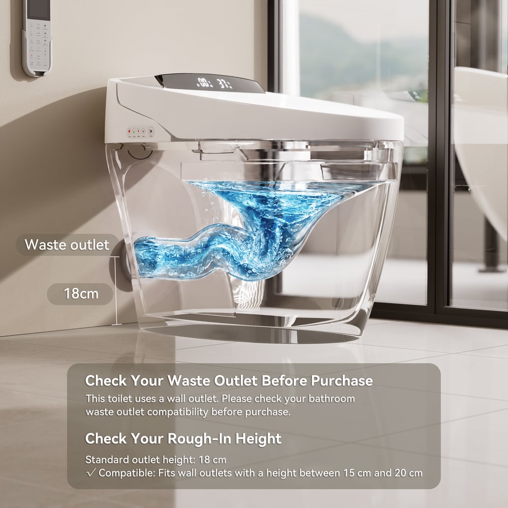 Hynova AX1 Automatic Smart Bidet Toilet with Pre-Moistened | Night Light window image