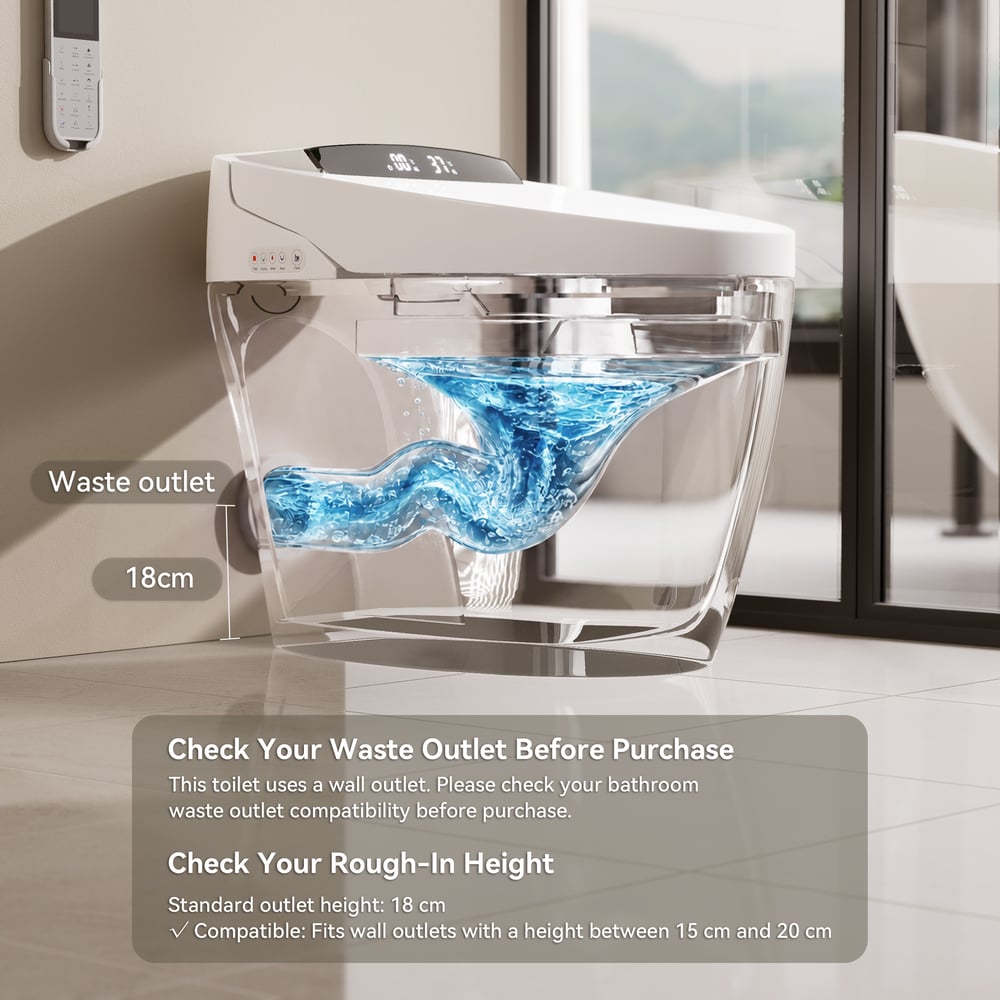 Hynova AX1 Semi-automatic Smart Bidet Toilet with Heated Seat | Pre-Moistened window image