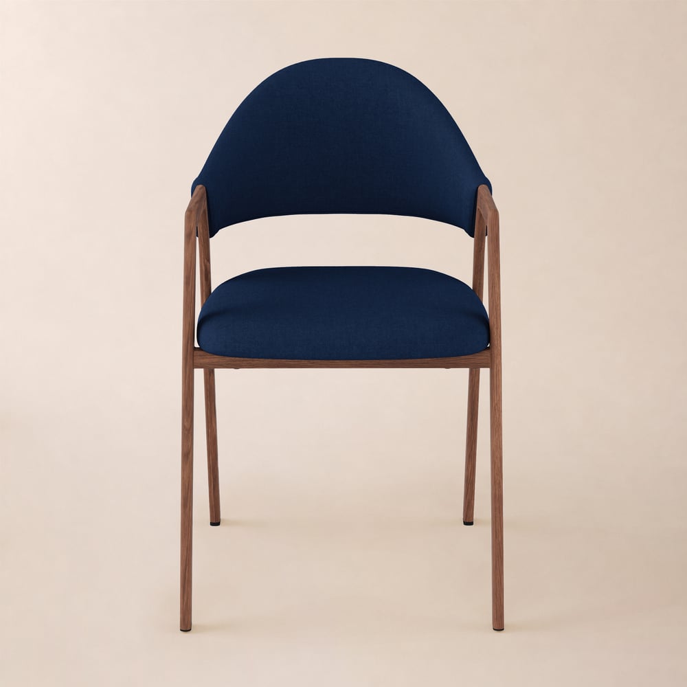 Modern Blue Linen Dining Chair with Upholstered, 2 Pieces window image
