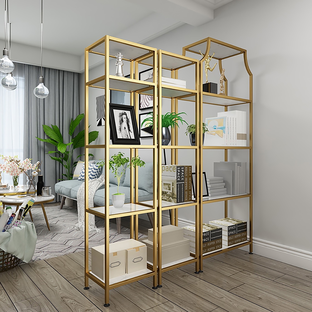 51.2'' Modern Etagere Bookshelf Set in Stainless Steel window image