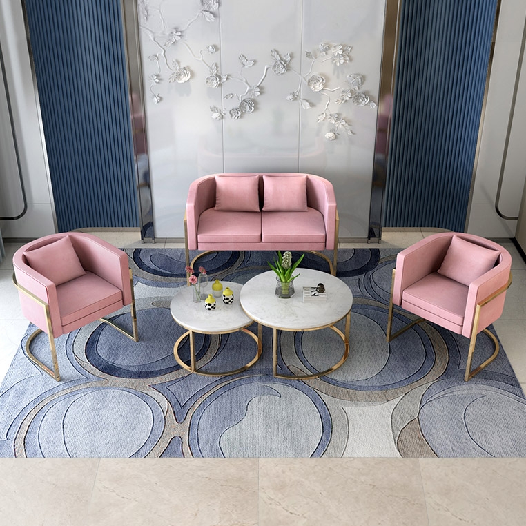 Modern Lovely 3-Piece Living Room Sofa Set Soft Upholstery Pink ...