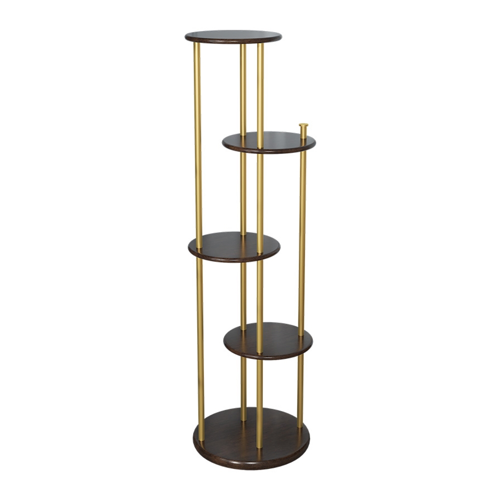 Modern Metal Conor Plant Stand Shelving Freestanding with  5-Tier Shelving Gold & Black window image