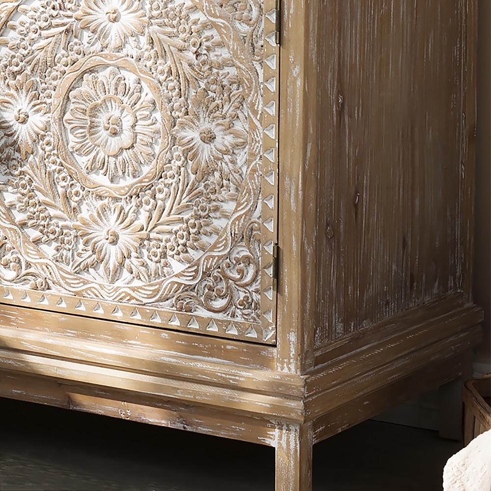 Farmhouse Wood Sideboard Console Cabinet with Storage 2 Door window image