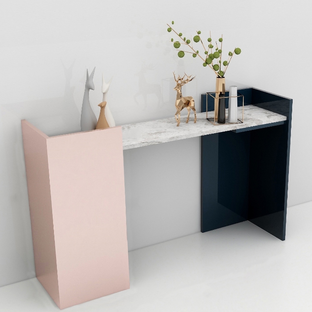 47.2" Modern Console Table with Sintered Stone Top Metal Frame window image