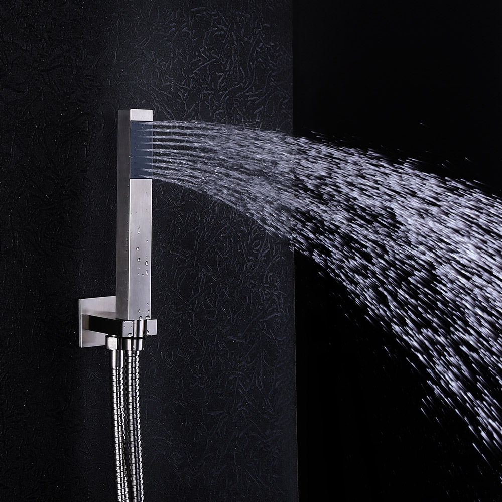 Dree 24" Stainless Steel Brushed Nickel Ceiling Mounted Rain Shower Head & Hand Shower & Tub Spout Shower Set Single Handle window image
