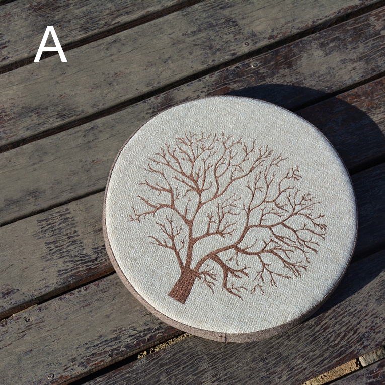 Cottage Round Chair Cushion Embroidered Seat Cushion Indoor/Outdoor Jacquard Chair Pad Style C window image