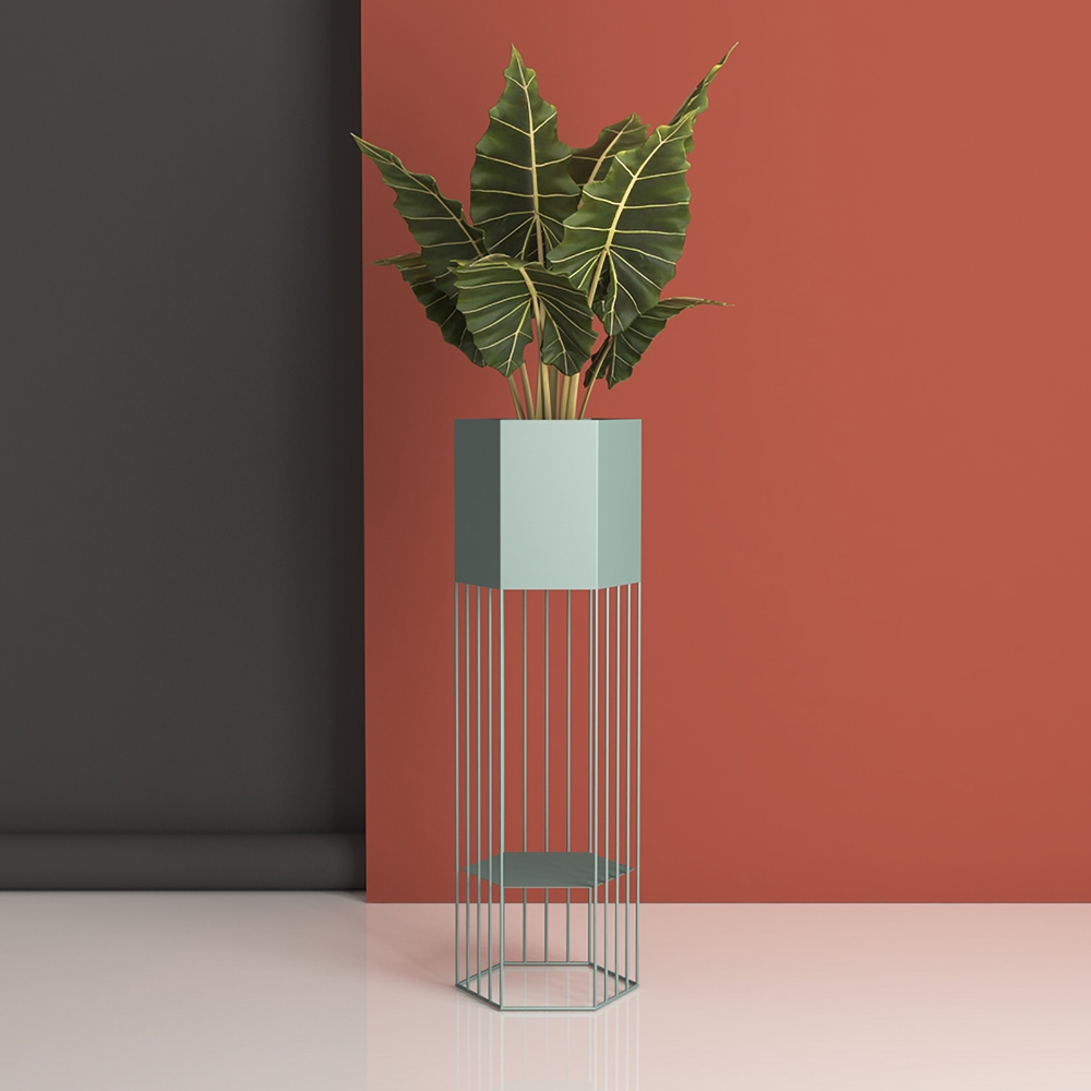 Metal Plant Stand Green Plant Pot Stand for Indoor in Small window image