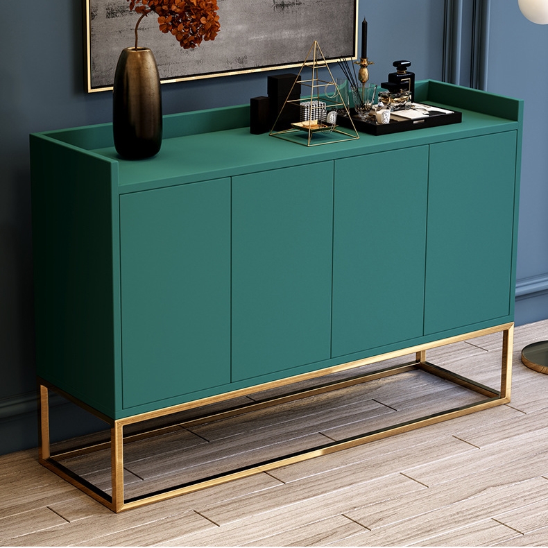 Modern 48" Green Buffet Sideboard Kitchen Sideboard Cabinet with 4 Doors in Gold window image