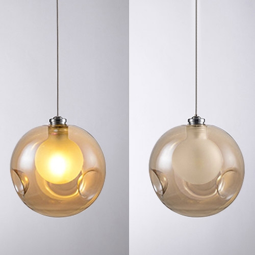 Modern Creative Globe Amber Glass 1-Light Pendant Light Possi Wired window image