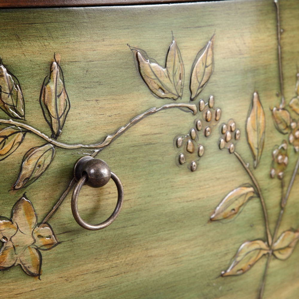 1067mm Distressed Semicircle Cabinet Embossed Surface with Drawers & Doors & Shelves window image