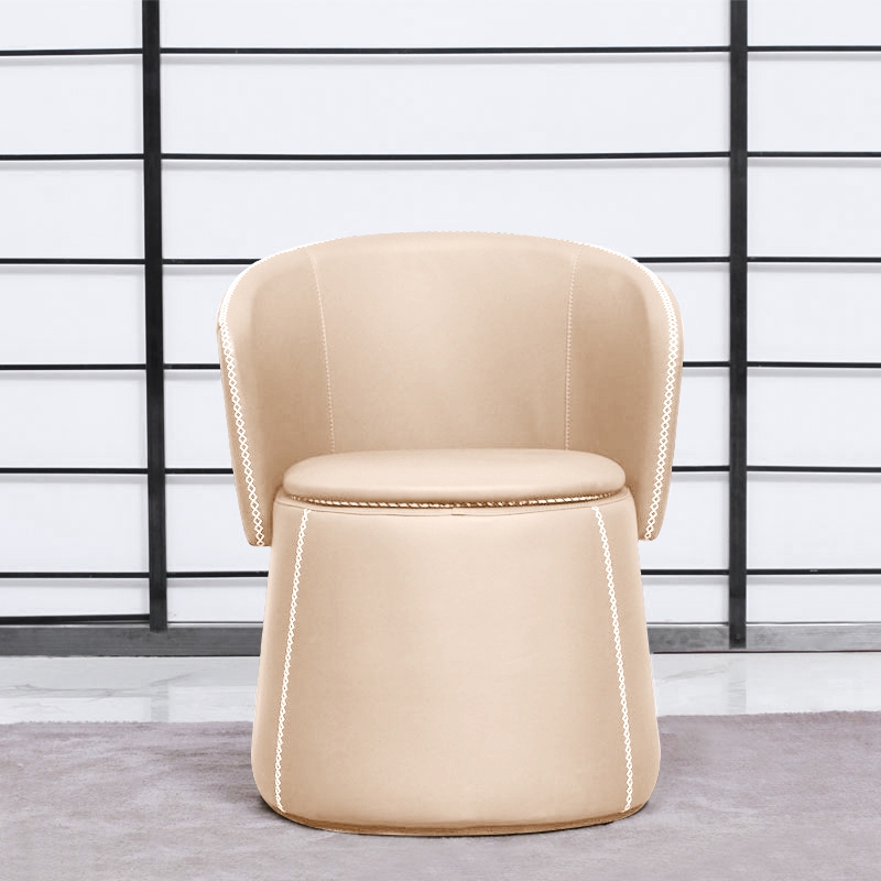 Convertible Beige Faux Leather Accent Chair Upholstered Armchair with Storage Modern Ottoman window image