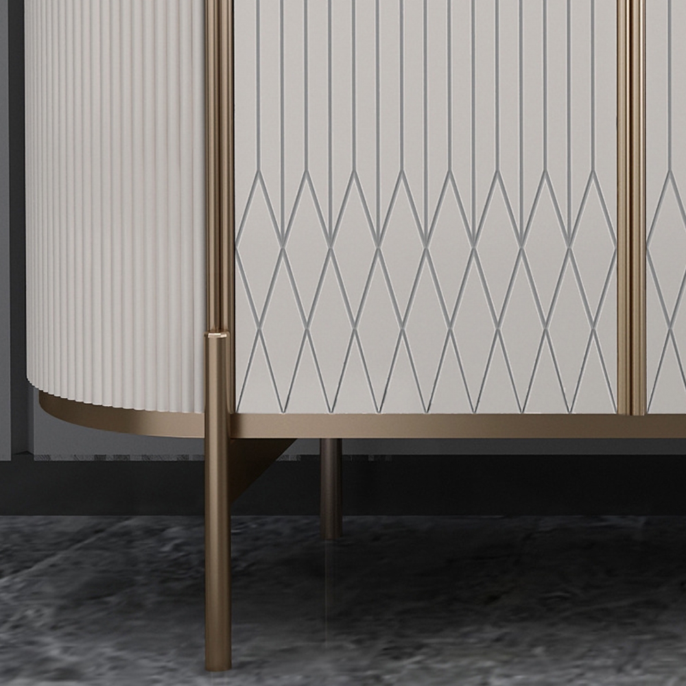 Buffet moderne de 1400 mm avec portes supérieures en faux marbre noir, tiroirs et étagères de taille moyenne image de fenêtre